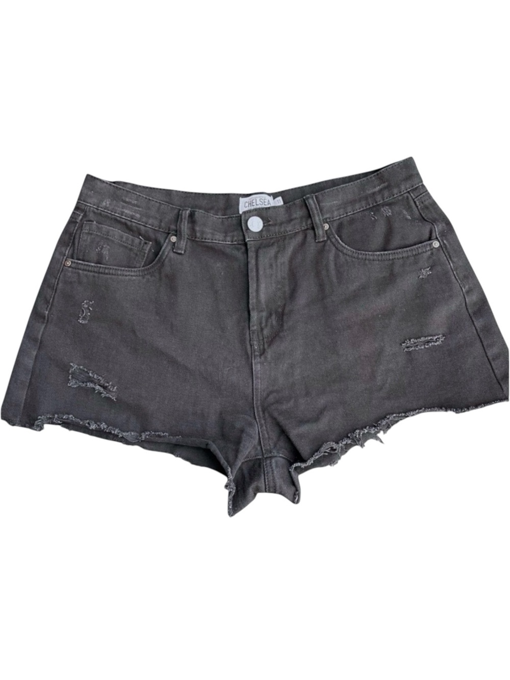 Refuge Denim Black Chelsea High Rise Vintage Destroyed Shorts (30)